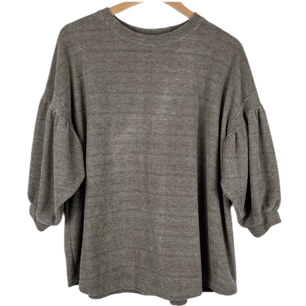 Dress Up Oversized Grey Taupe Chenille Top with Balloon Sleeves Size XL - 2X ?